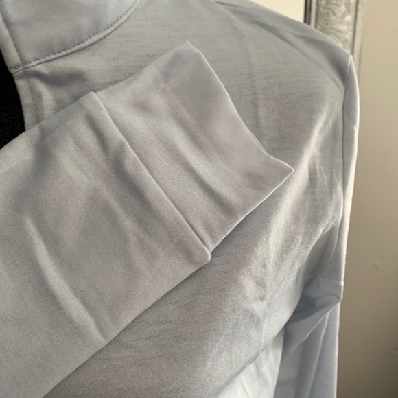 Casual zip up, cinch waist asymmetrical grey coat - Picture 9 of 16